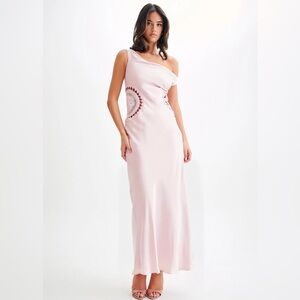 Meshki Satin Maxi Dress with Crochet
